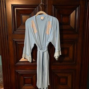 Soma Light Blue Lace-Trim Robe